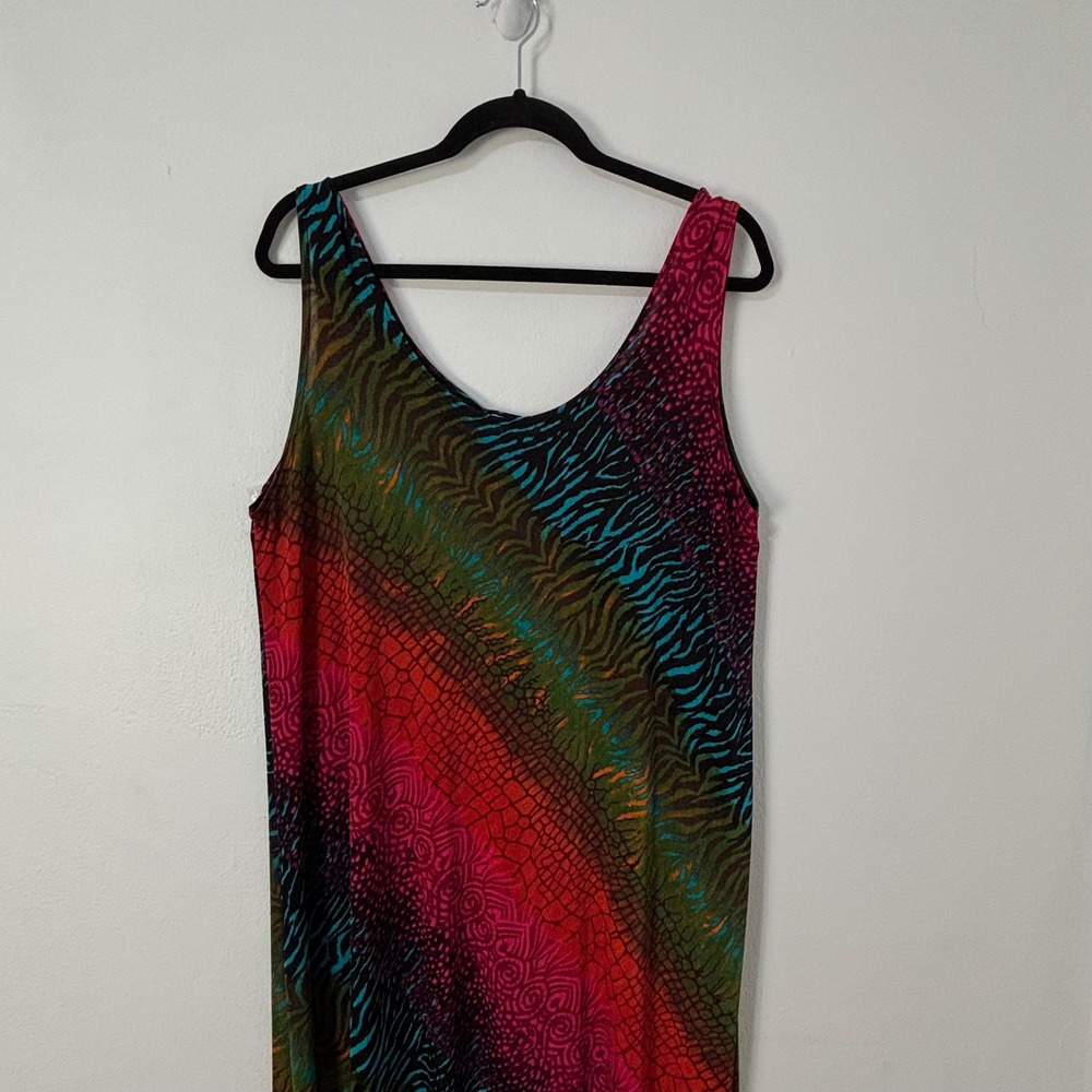 Jostar Maxi Dress Maximalist Animal Print Slinky Stretch Travel Boho Women XL - Picture 8 of 9